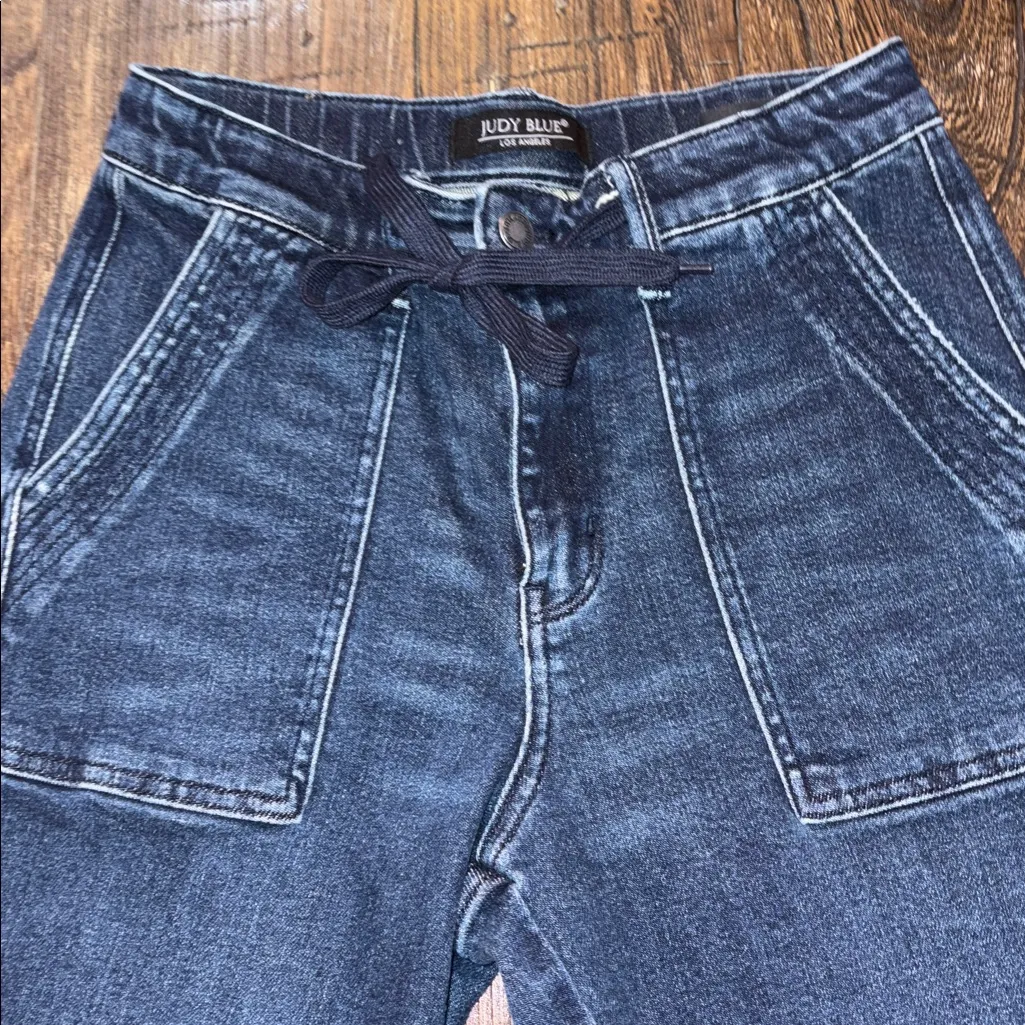 Judy Blue Garment Dyed Jogger Jeans Dark Blue Size 7/28 - Image 4