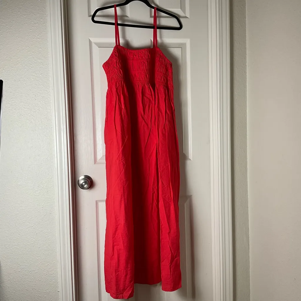 A New Day Woman’s Smocked Midi Slip Dress with pockets size large - Image 2