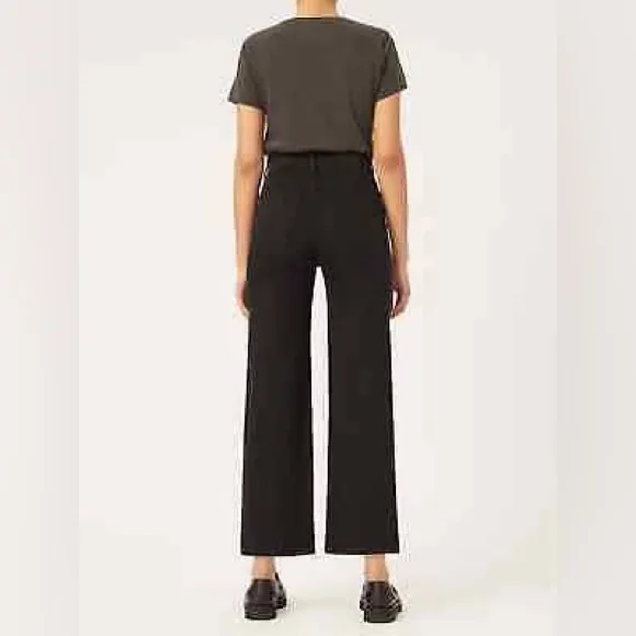 Like NEW DL1961 Hepburn Wide Leg High Rise Vintage Jeans Black Sz 30 $208 Anthro - Image 2