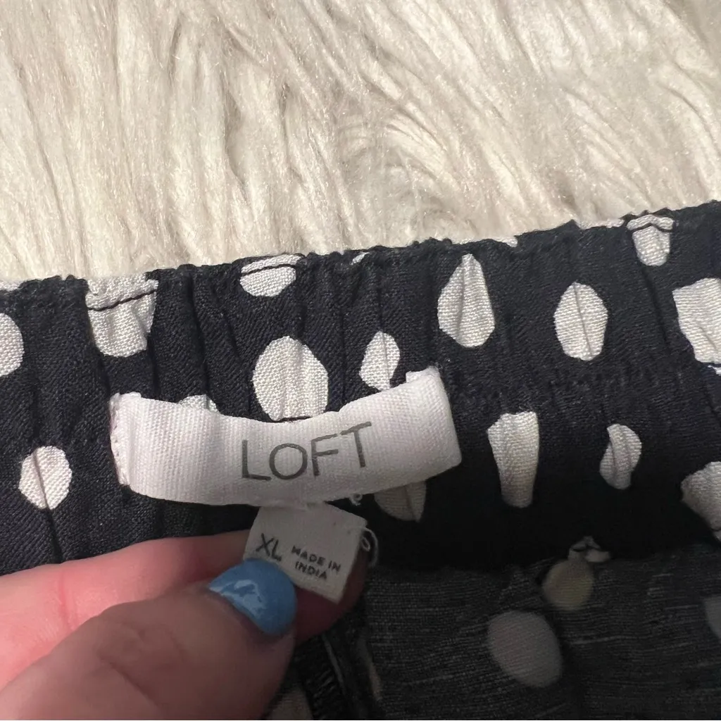 Loft Pleated Pull On Shorts Zoo Dot Navy Blue White XL - Image 10