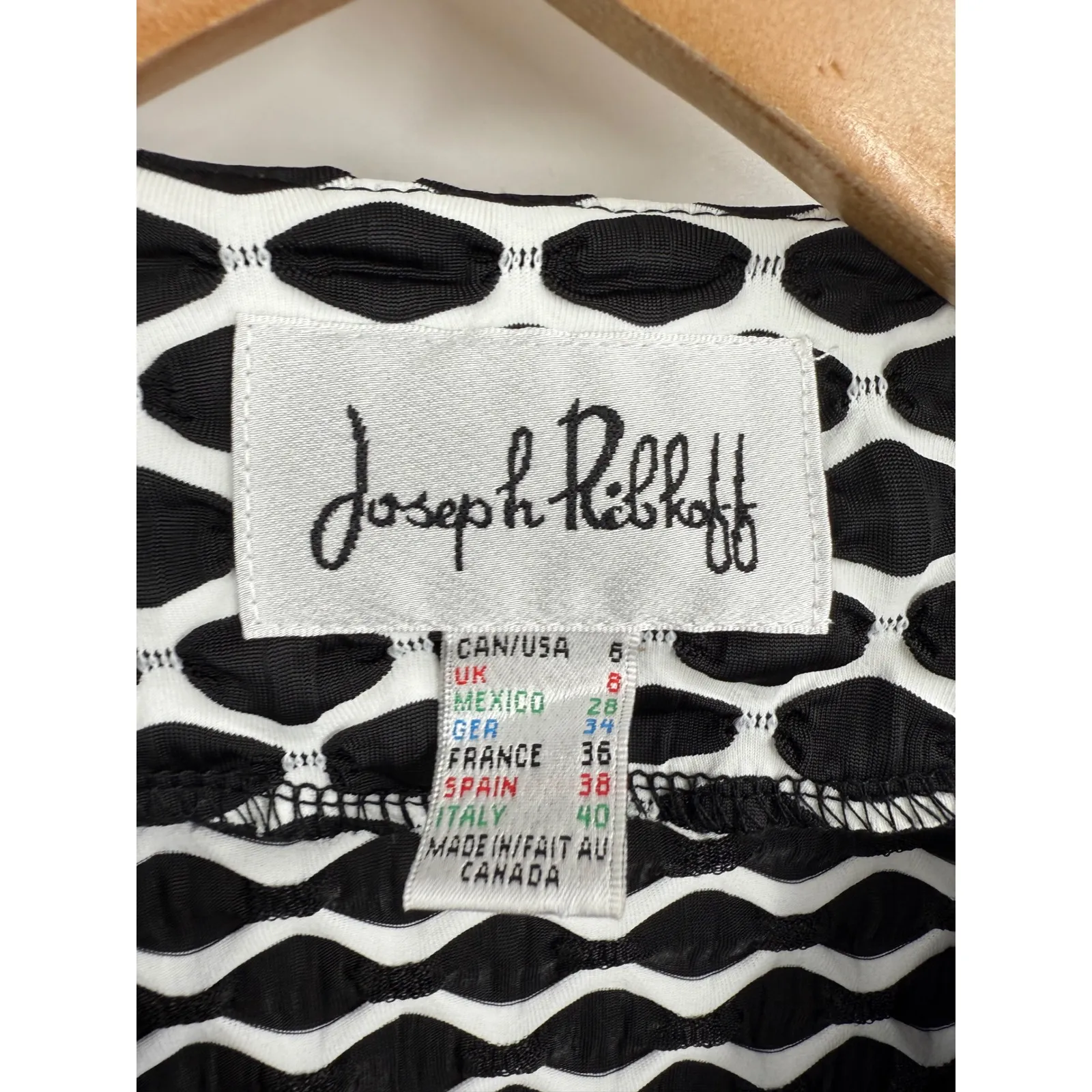 Joseph Ribkoff Sweater Black White Geometric Mesh Long Sleeve Cardigan - Image 3