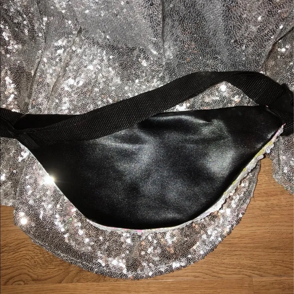 iridescent sequined waist fanny bag Shades of white and pink, rainbow colorful z Pink - Image 2