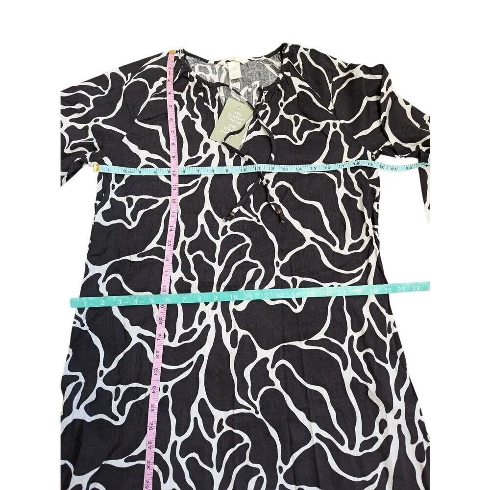 H&M Black white patterned tunic Dress XSmall - Image 4