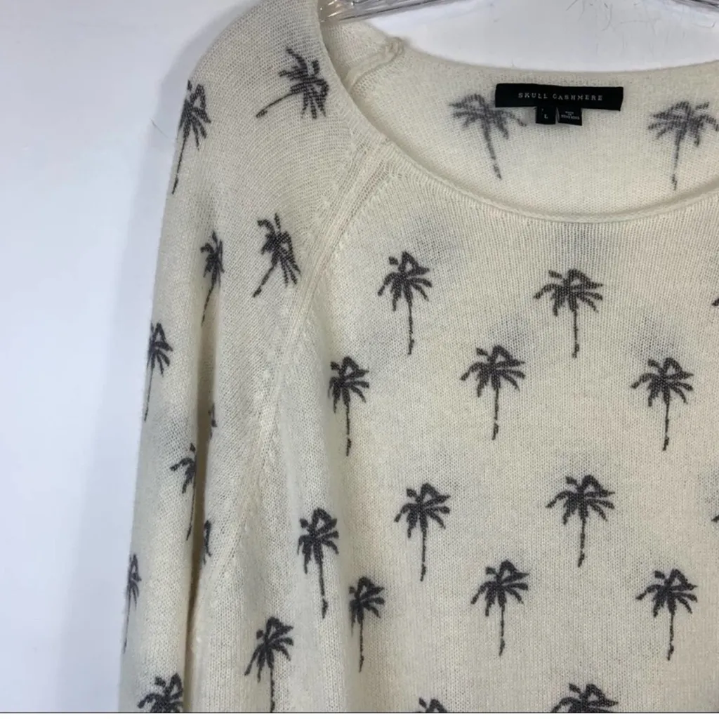 Skull Cashmere Zane Palm 100% Cashmere Sweater size M White Size M - Image 5