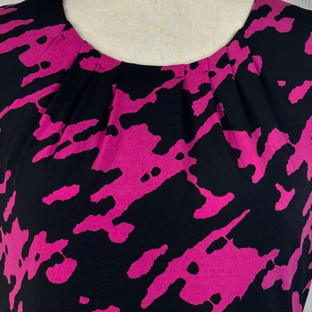 Calvin Klein Small Top Abstract Pleated Round Neck Stretch Sleeveless Multicolor - Image 2