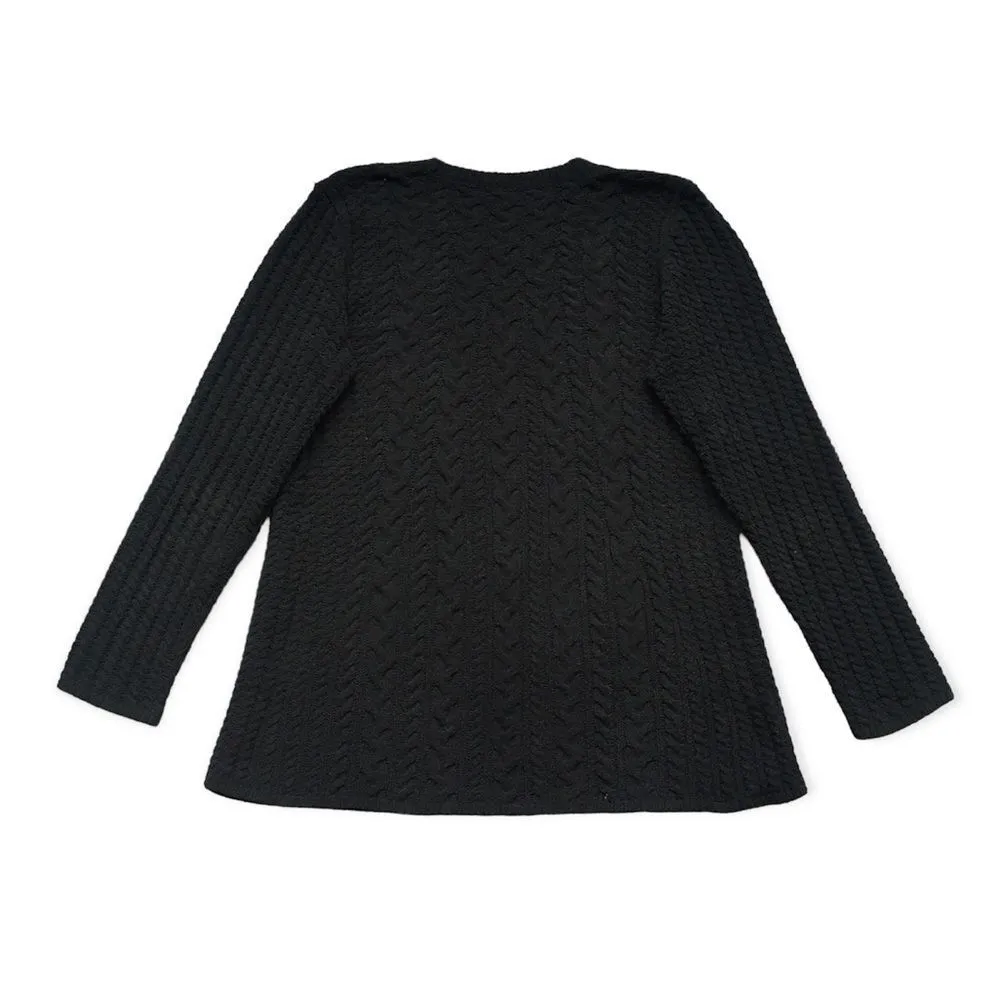 🔃J. Jill Black Cable Knit Chenille Long Sleeve Sweater - Image 2