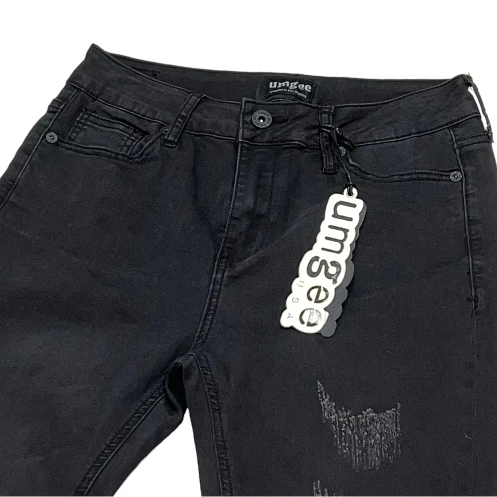 Umgee Lightweight Denim Jeans Lace up Hem - Image 3