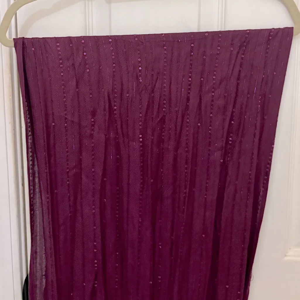 Purple Sequined Pashmina with Fringe - Image 2