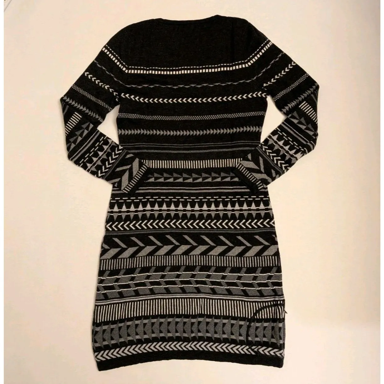Krimson Klover Merino Wool Sweater Dress Sz M Fair Isle Cabin Fisherman Outdoor Black Size M - Image 5