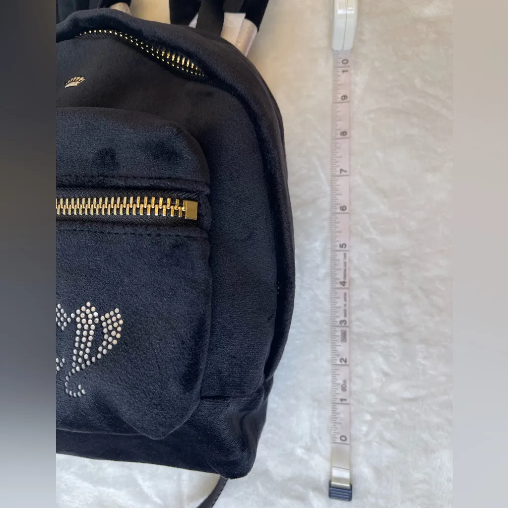 Juicy Couture Bel Air Bijoux Luxe Velour Mini Backpack in Black/Golden  Accents - Image 11