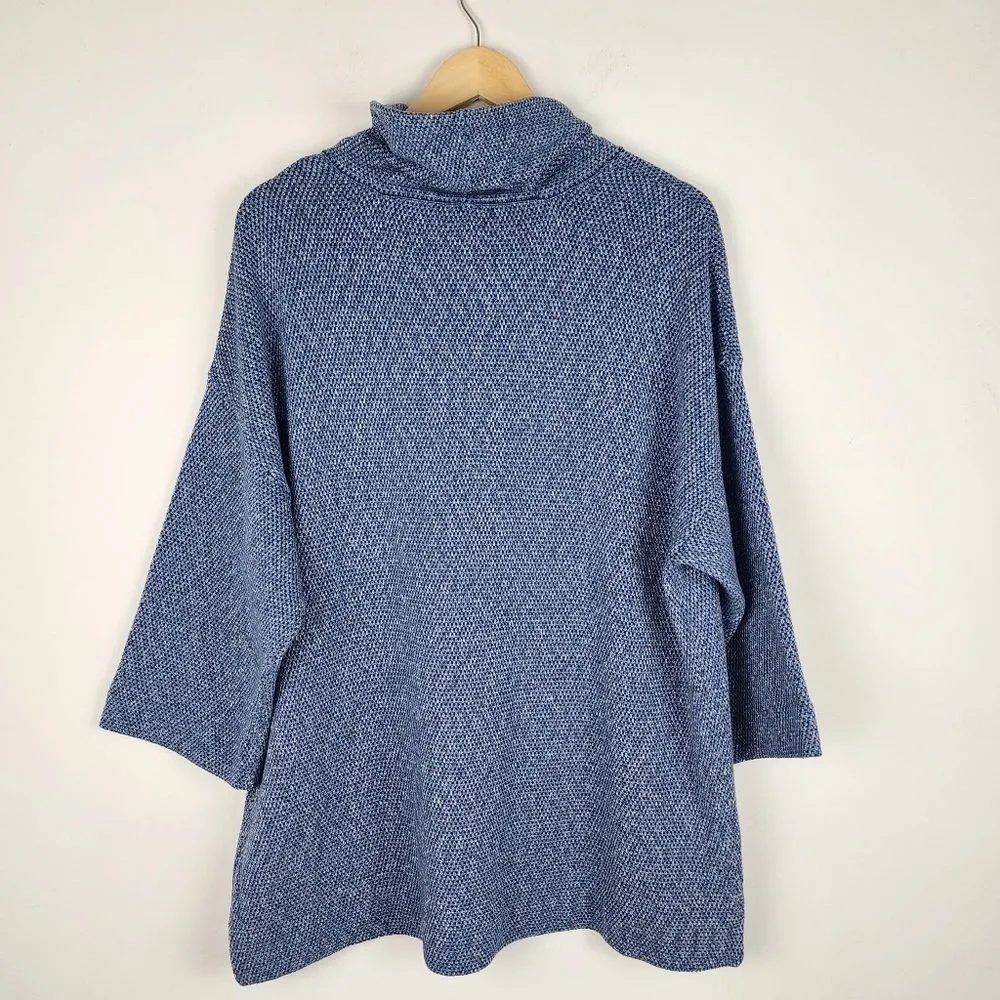 Pure Jill Heathered Blue Cowl Neck Sweater Cotton Blend Top Tunic Size M - Image 3