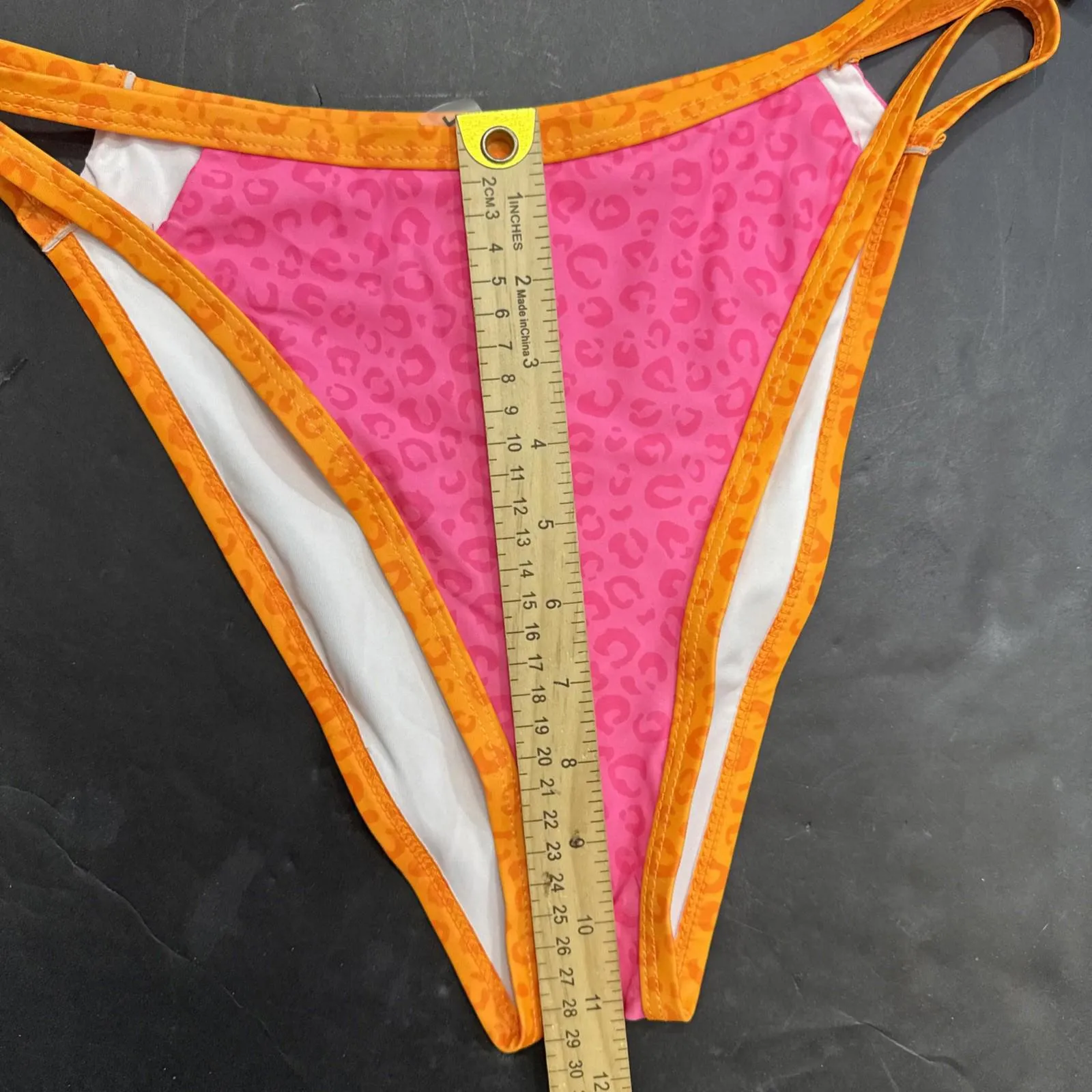 Popvil Neon Orange & Hot Pink Animal Cheetah Print 2 Piece Bikini Small NWOT - Image 8