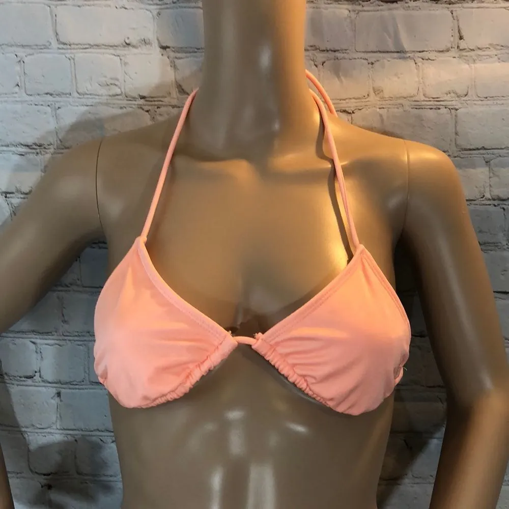 OP  Peach Triangle String Halter Top Bikini Jrs Small - Image 2