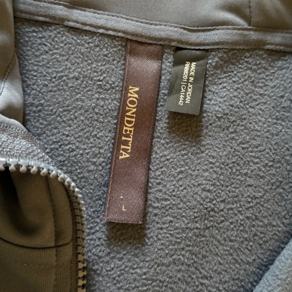 Mondetta Women’s Athletic Workout Gym Soft Zip Up Hood Blue Jacket Large - Image 3