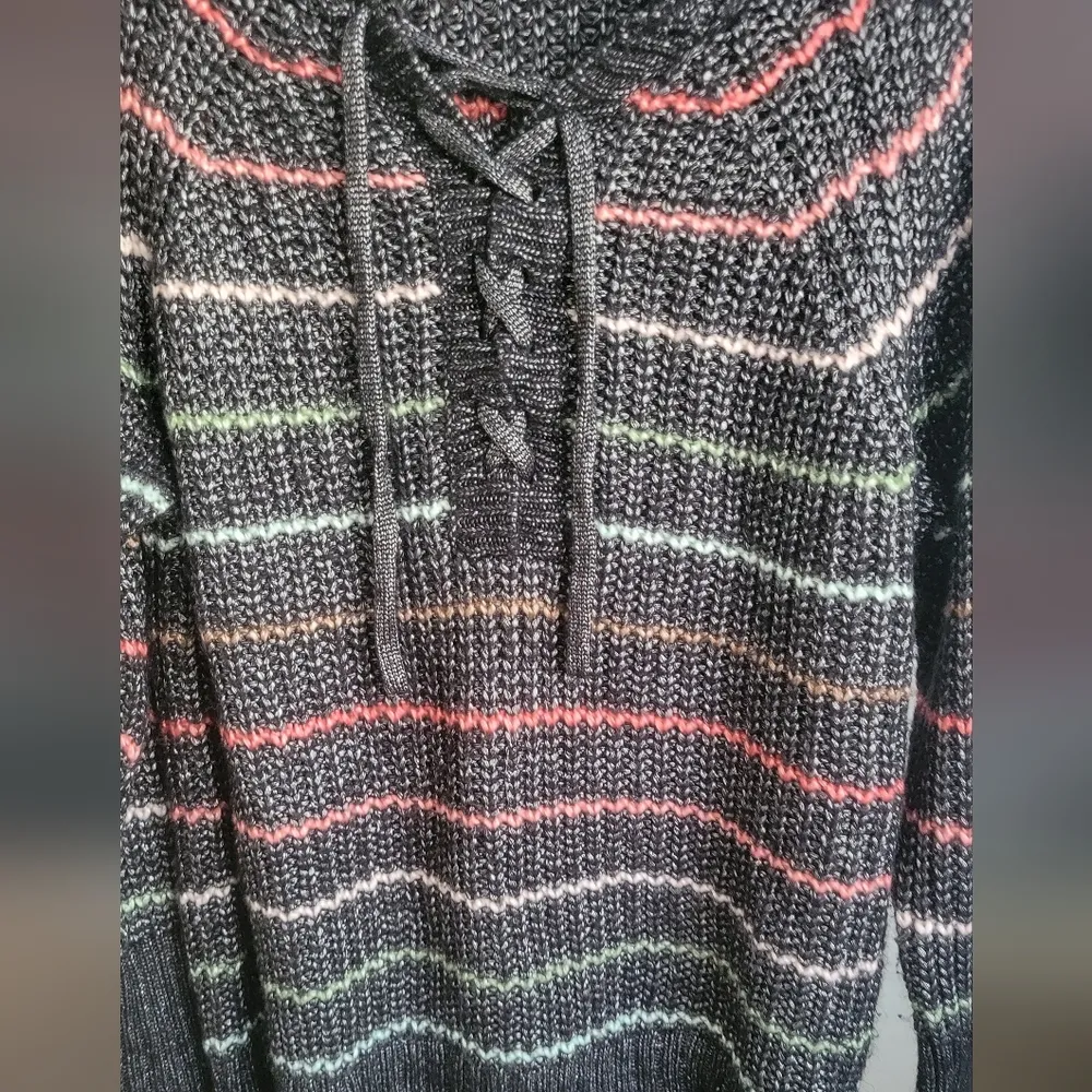 Torrid Multi Stripe Chunky Yarn Hoodie Torrid Size 2 - Image 12
