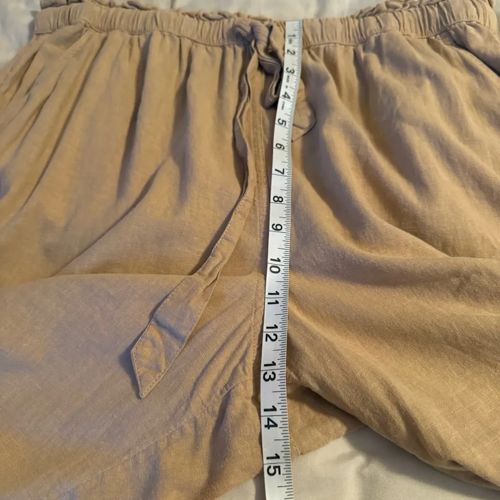 Aerie Womens Size XL Beige High Rise Cargo Jogger Pants Linen Blend Tie Waist - Image 10