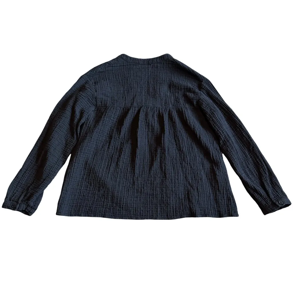 Zara Black Gauze Long Sleeve Shirt Top Blouse Casual Cotton Size Small Women's - Image 7