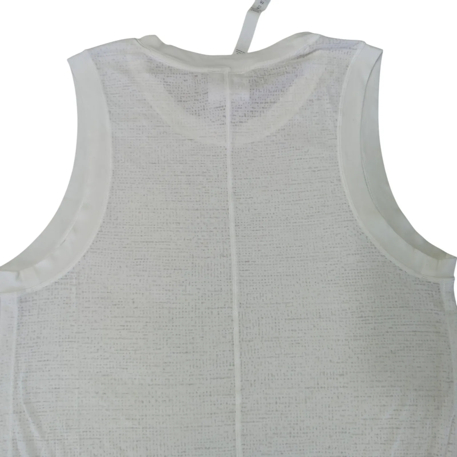 Lululemon White Athletic Tank Muscle Long Line Crew Neck Women's‎ Size 8 Sheer - Image 5