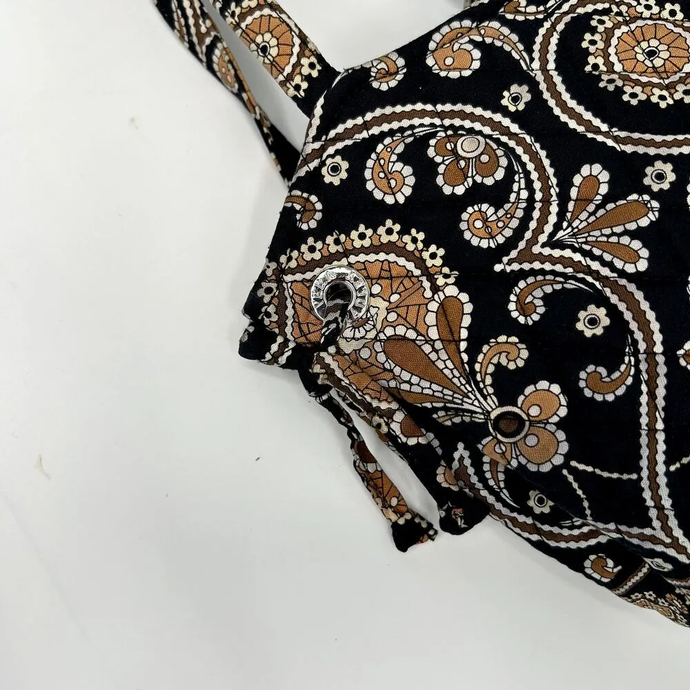 VERA BRADLEY Caffe' Latte Black Brown White Sherry Bag Small Tote Purse Shoulder - Image 8