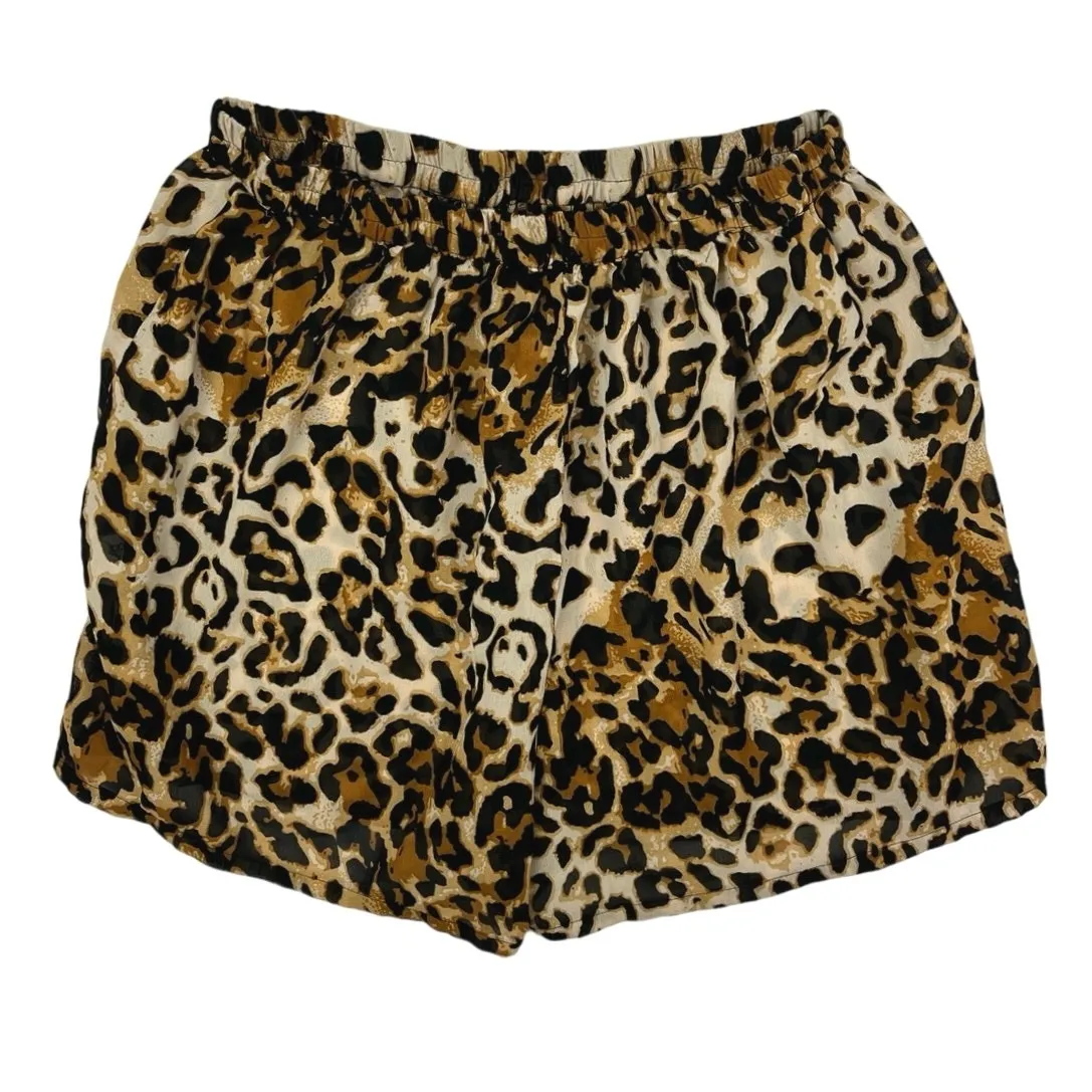 Boohoo Women's Brown Leopard Print High Rise Elastic Waist Mini Shorts Size 14 - Image 2