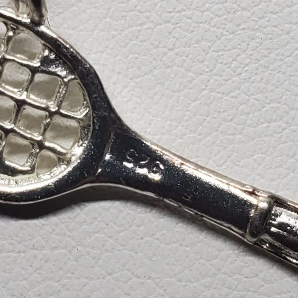 Sterling Silver Tennis Racket Pendant Necklace Silver - Image 4