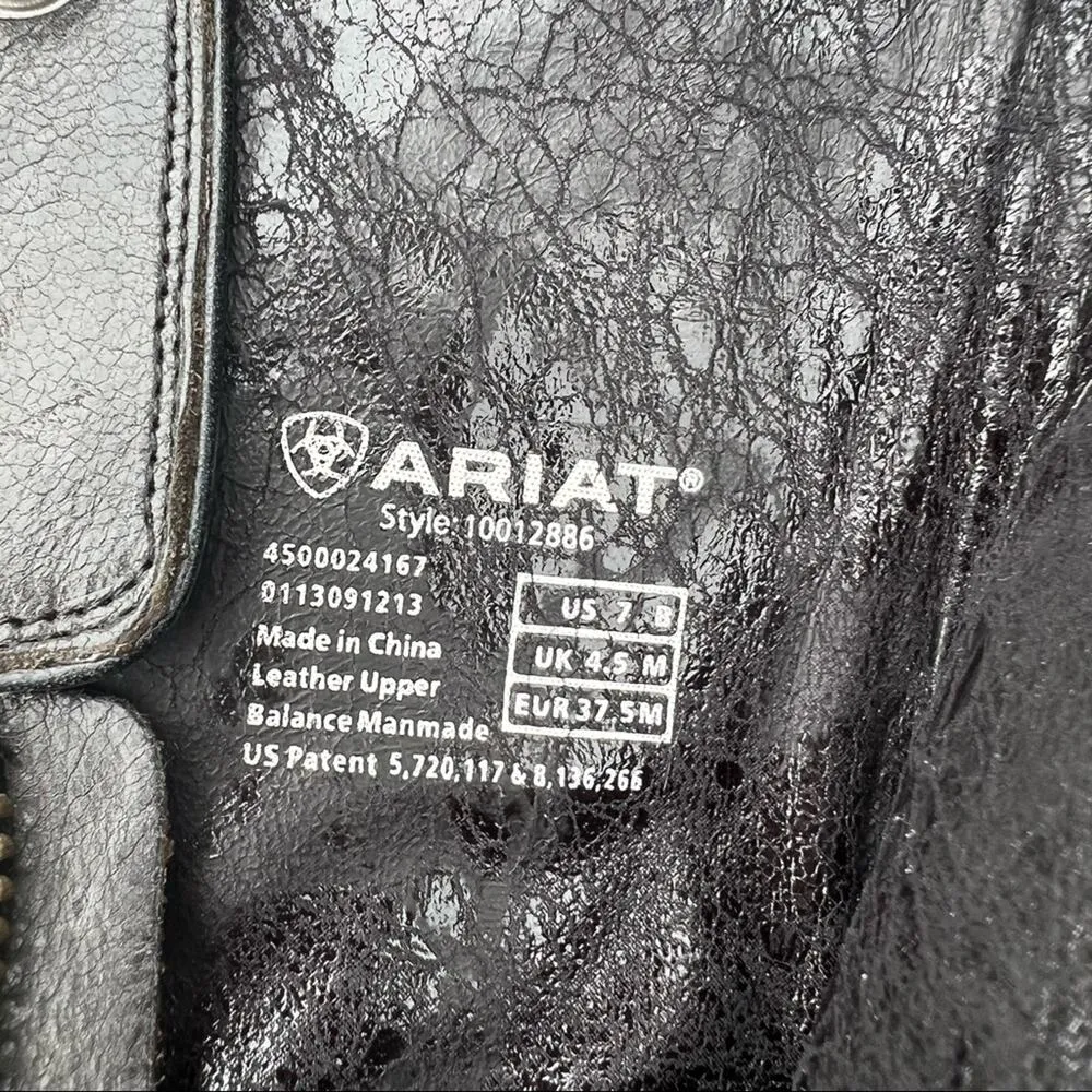 Ariat black side zip round toe contrast stitch cowgirl western boots 7B - Image 5