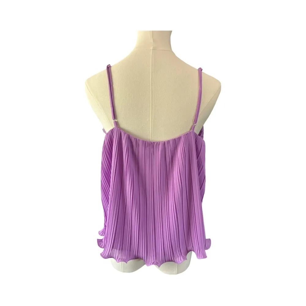 Lush Purple Pleated Lace Trim Cami Size Large NWT Nordstrom - Image 3