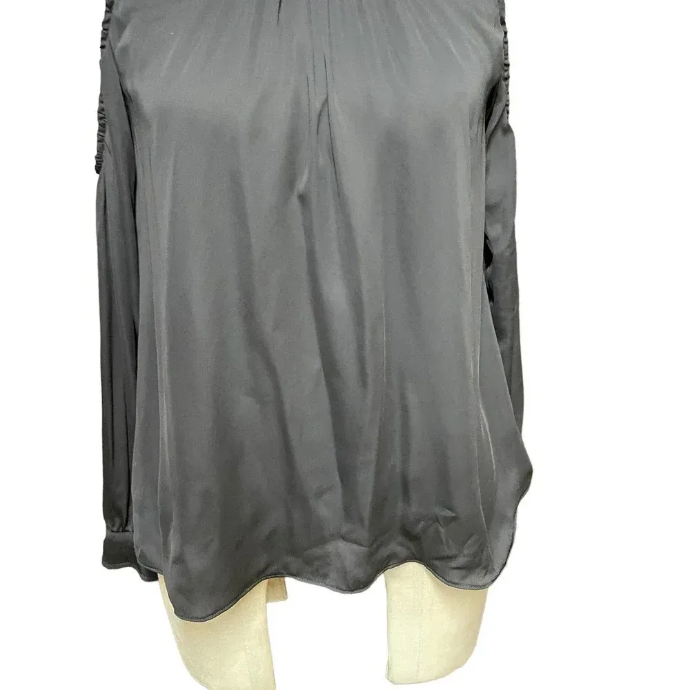 L'Academie Black Cold Shoulder Satin‎ Long Sleeve Top Size XS - Image 6