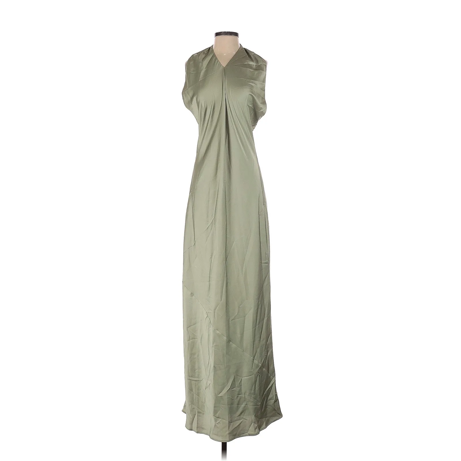 Show Me Your Mumu Jasmine Halter Maxi Dress Moss Green Luxe Satin XXS NWT - Image 7