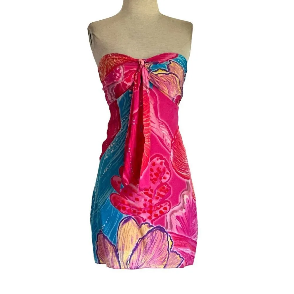 Rococo Sand Mini Dress in Pink XSmall New Womens Strapless Tropical Size XS - Image 4