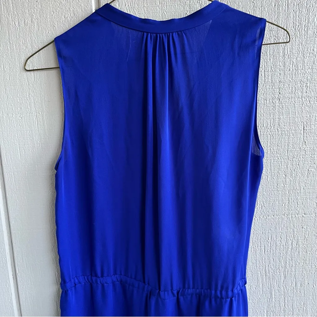 Aritzia Babaton Benedict 100% Silk Sleeveless Shirt Dress Royal Blue Size M - Image 6