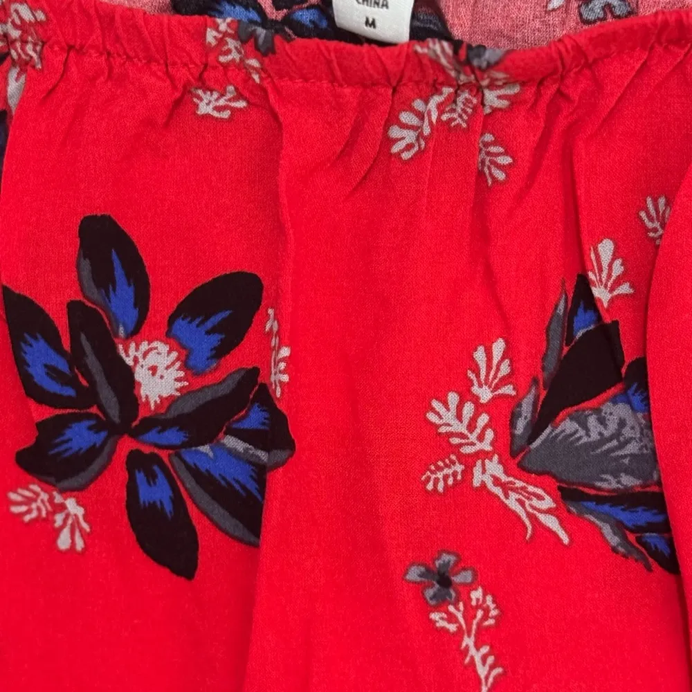Gypsies & Moondust Scarlet Floral Top with Ruffled Sleeves - Image 3