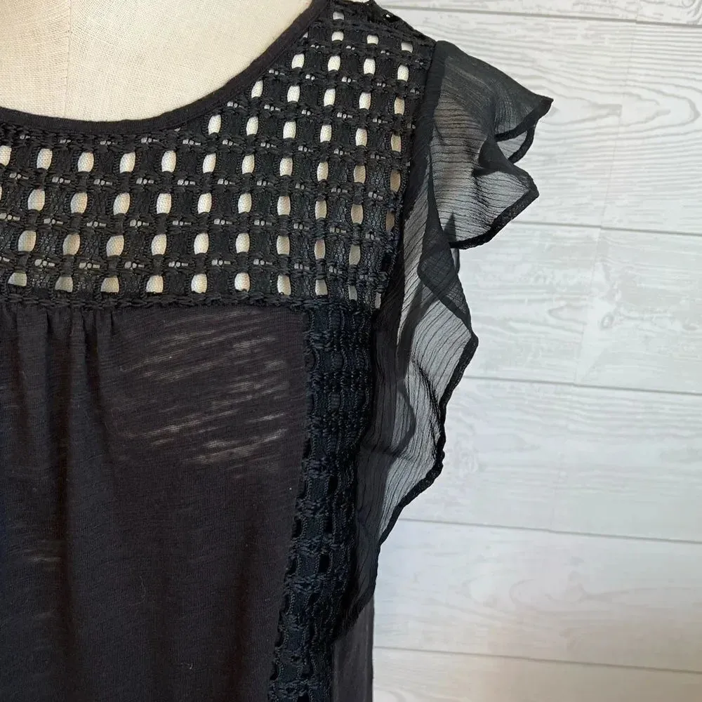 Lauren Conrad black top with flutter sleeves Size medium - Image 3
