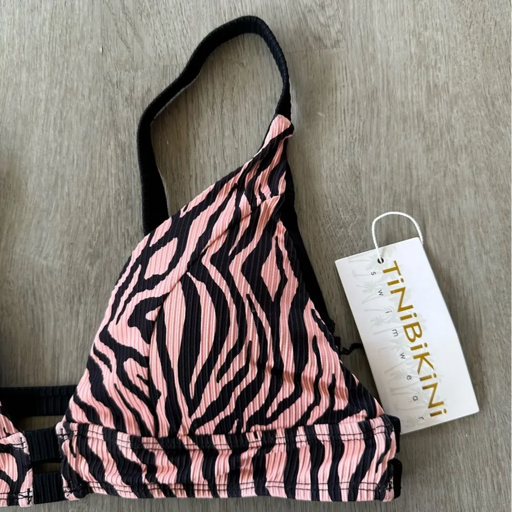 TiniBikini Bikini Swimsuit Top Pink Black Zebra Print Women’s XL NEW - Image 3