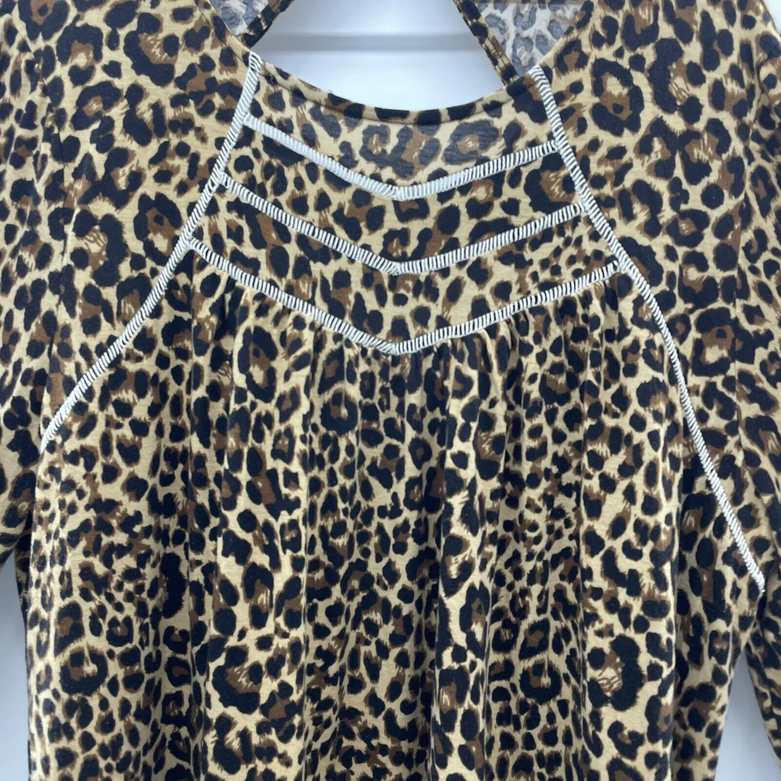 Entro 2X Blouse Top Blouse Babydoll Leopard Animal Print Long Balloon Sleeve - Image 3