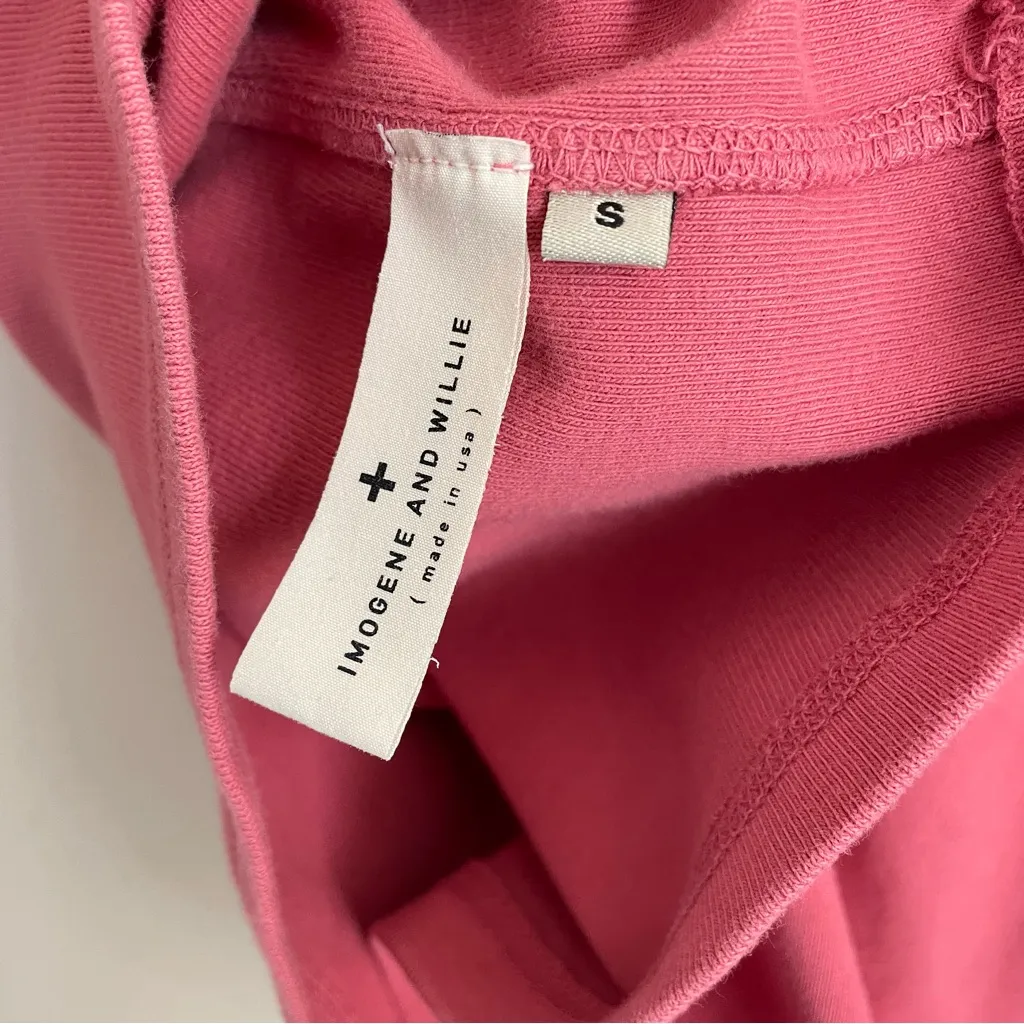 Imogene and Willie Varsity Pullover Sweatshirt Pink Dusty Rose Cotton Crewneck S - Image 12