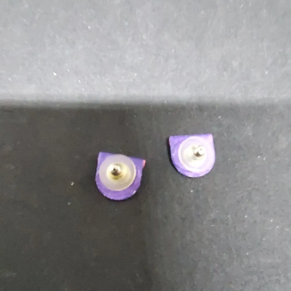 Vintage Retro Purple & Pink Earrings Purple - Image 3