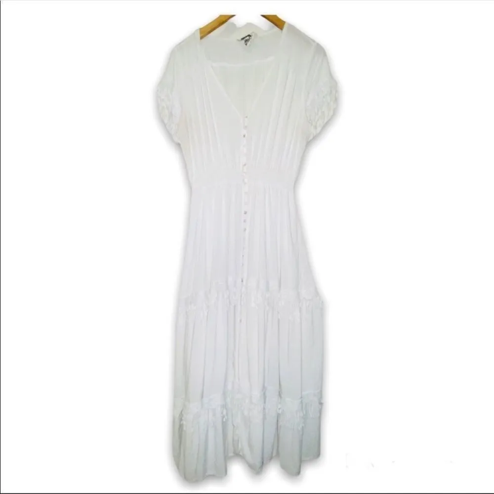 ✨ Jaase Boho Peasant White Crochet Lace Tiered Maxi Long Dress✨ - Image 5