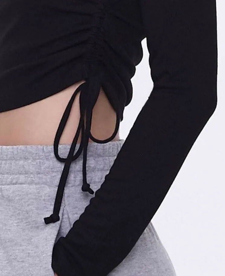 Forever 21 Black Side Tie Long sleeve Top - Image 3