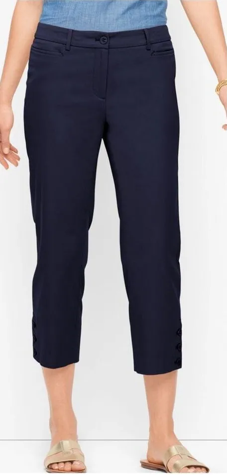 NWT Talbots‎ Perfect Skimmer Blue Capri Pants Size 18 Button Hem XL Pedal Pusher - Image 1