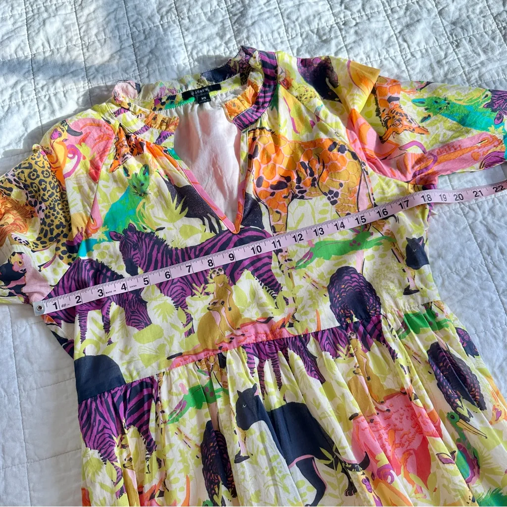 J. Crew Ratti Tiered Popover Dress in Safari Animals XS - Image 5
