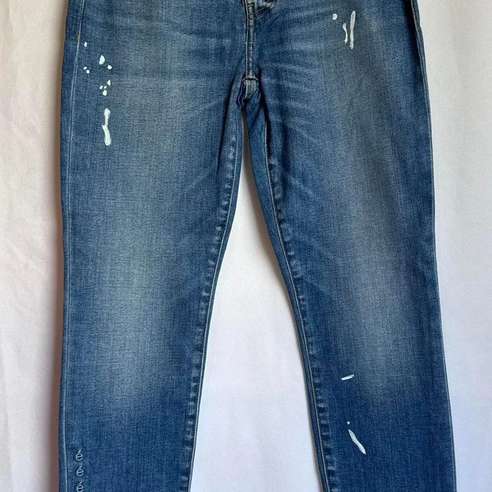 Etica Brand New Purposeful Paint Splatter High Rise‎ Jeans Women's Size 26 Blue - Image 6