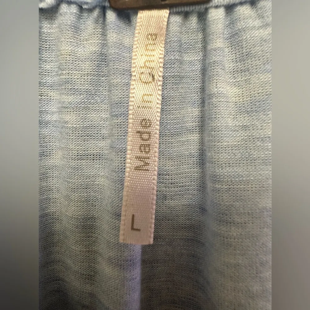 Poof stretchy tie neck boho embroidered 3/4 sleeve top - Image 4