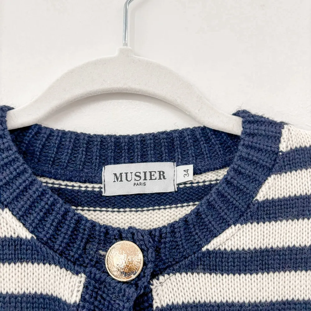 Musier Paris Noelie Cardigan Stripes White Size 2 - Image 5