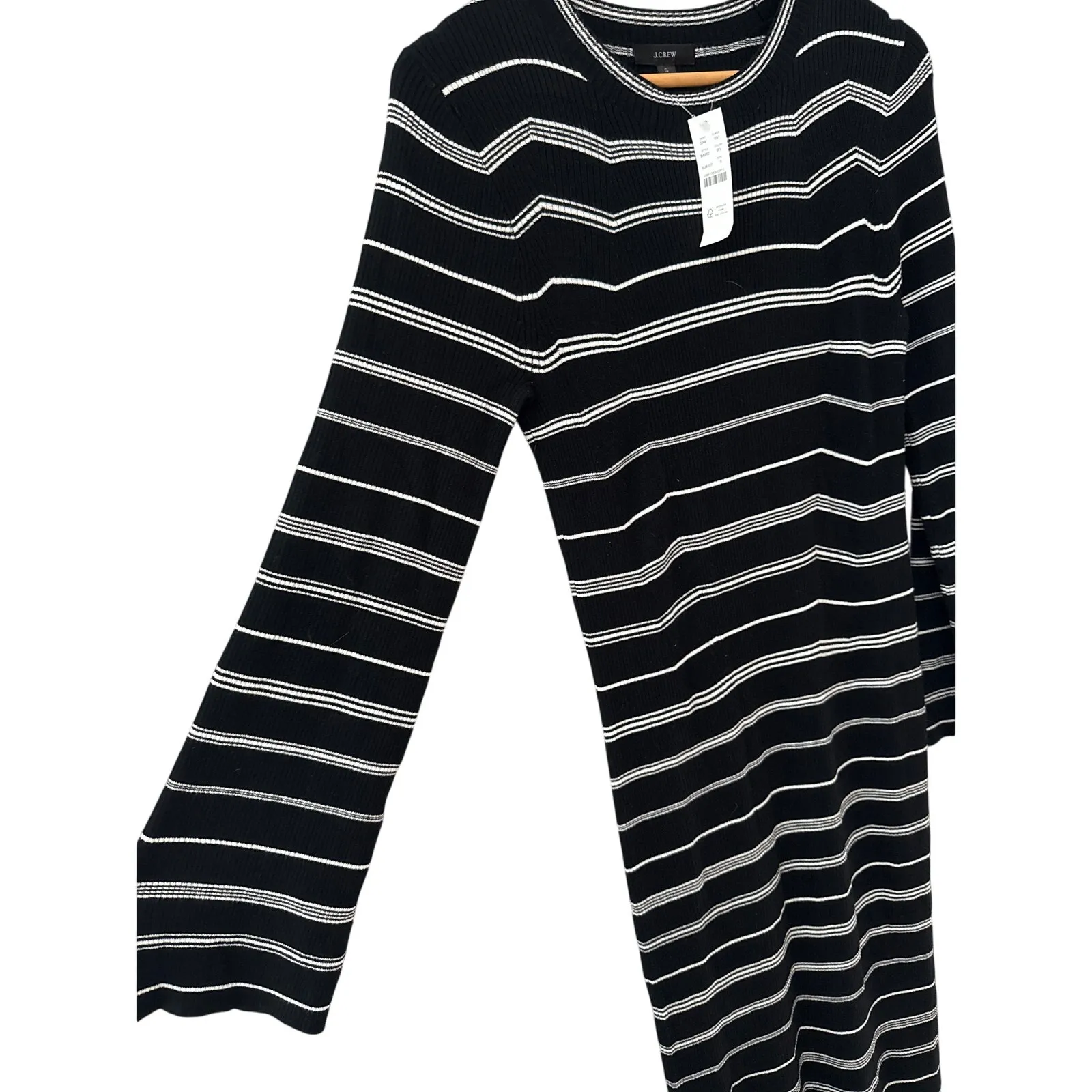 J. Crew Knit Ribbed Bodycon Sweater Midi Dress Mixed Striped Size Small‎ - Image 10