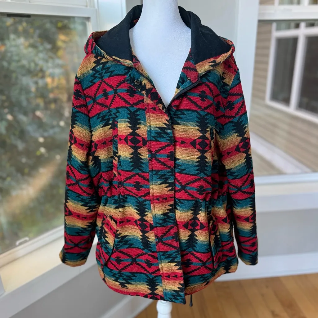 Vintage 90s Outback Trading Co Red Hooded Anorak Jacket Drawstring Waist Sz 1X - Image 9