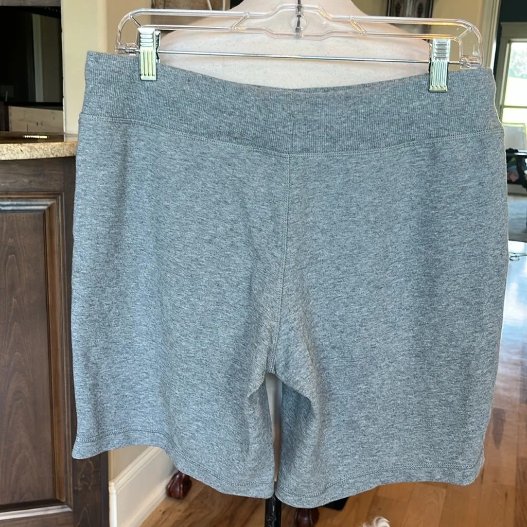 Comfy Gray Cotton Shorts Modest Length Drawstring Waist Size M - Image 2