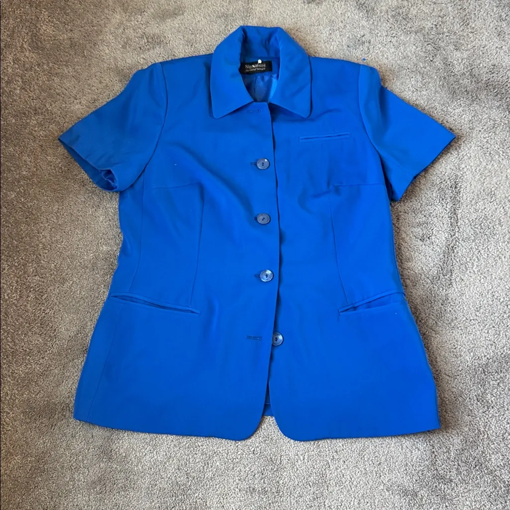 Signature by Harve Benard Two Piece Blue Skirt Suit Set SIZE 14W - Image 2