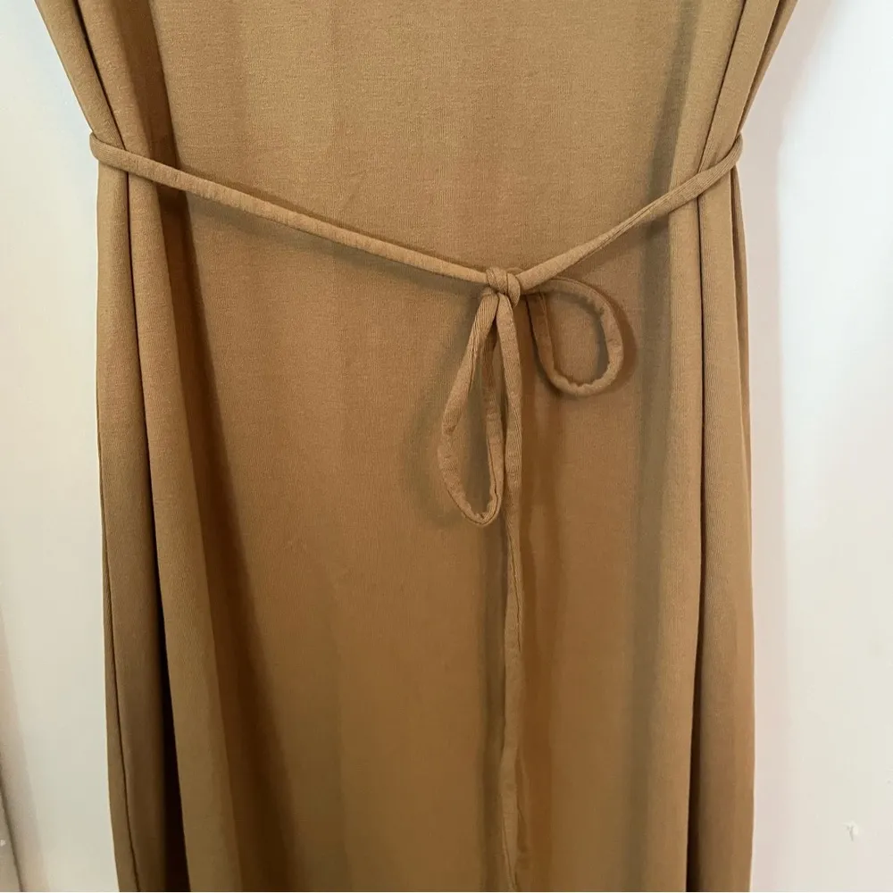 Banana Republic T-Shirt Midi Dress Tan with Tie Waist & Slit Women’s Medium Tall - Image 6
