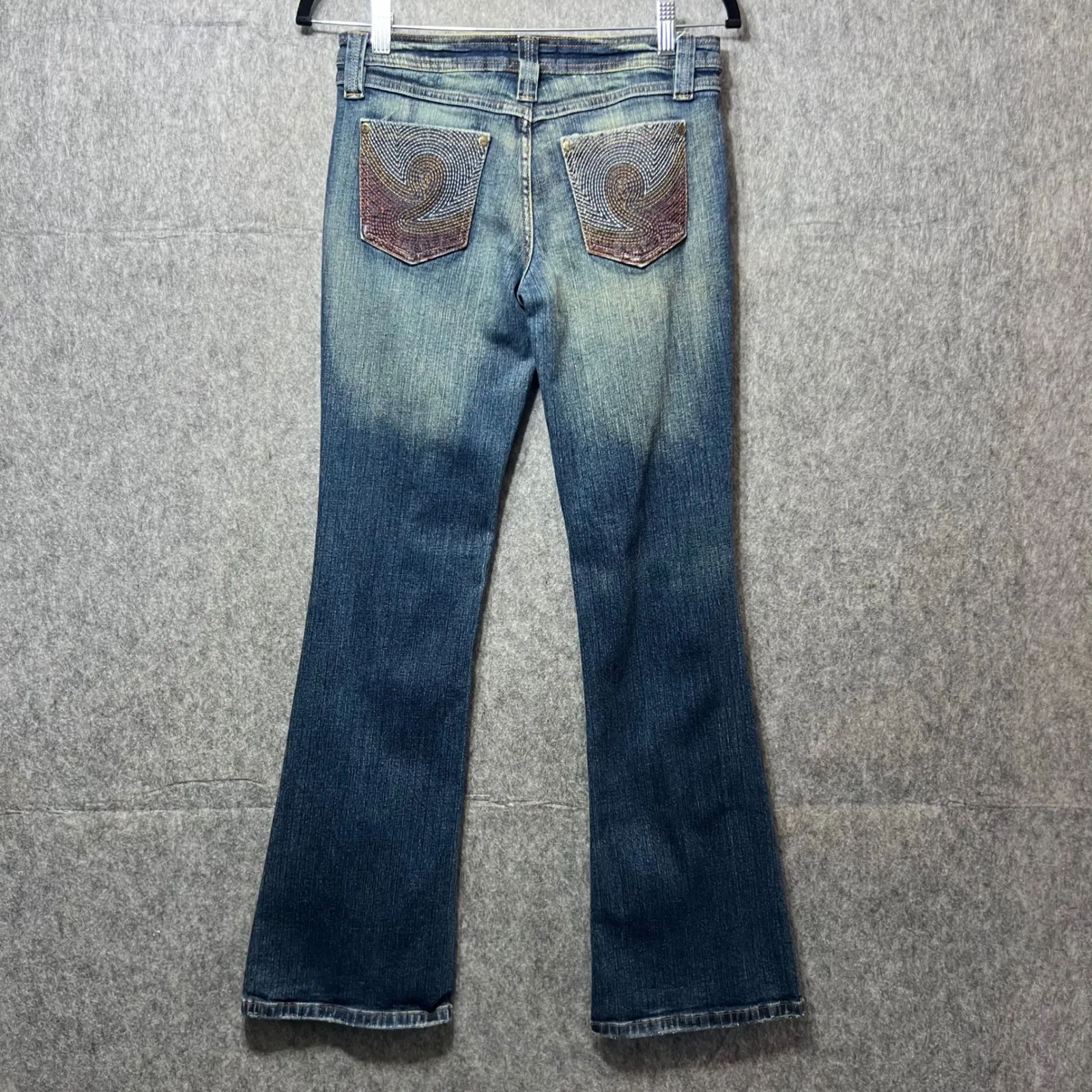 Vintage Y2K No Boundaries Flare‎ Jeans Low Rise Wide Leg Denim Blue Juniors 5 - Image 3
